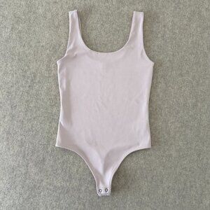 Express Body Contour Bodysuit Beige Scoop Neck Stretch Bodysuit Size S